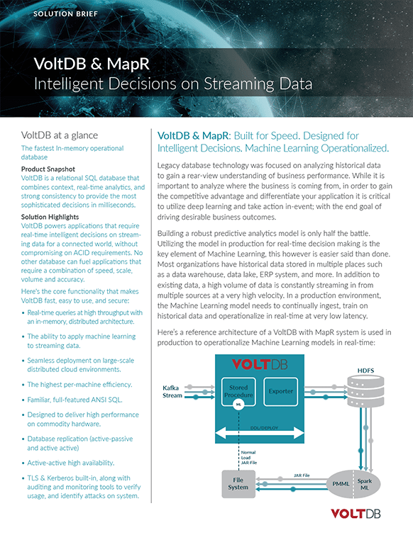 Solution Brief: MapR & Volt Active Data